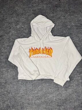 Thrasher Flame Logo Cropped Hoodie